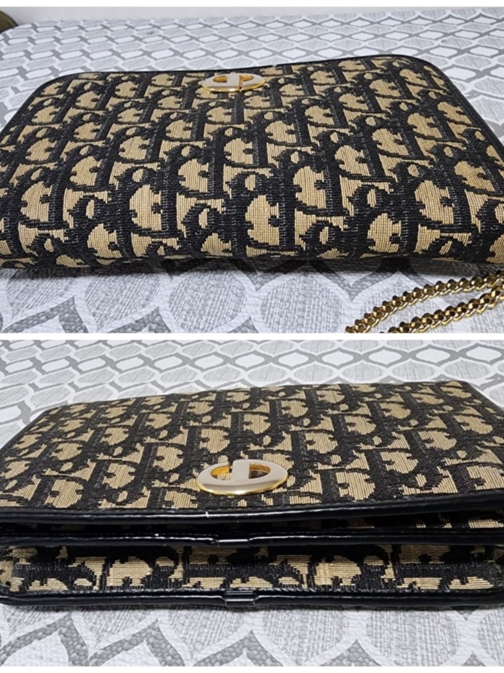Authentic Christian Dior Vintage Diorissimo Trotter Bag Beige/Black - Picture 4 of 12